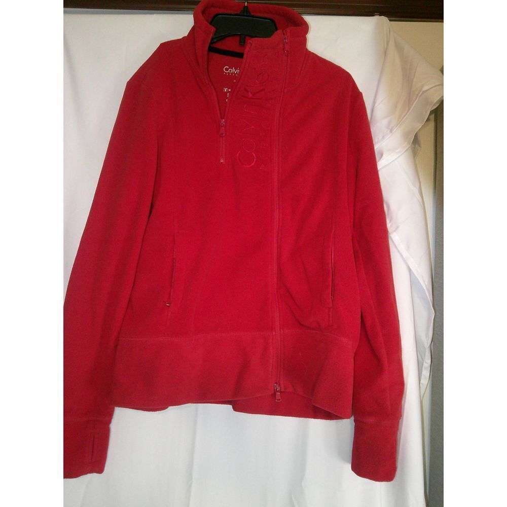 Calvin Klein Performance Red Quick-Dry Zip-Up Jacket Headphone Access Medium